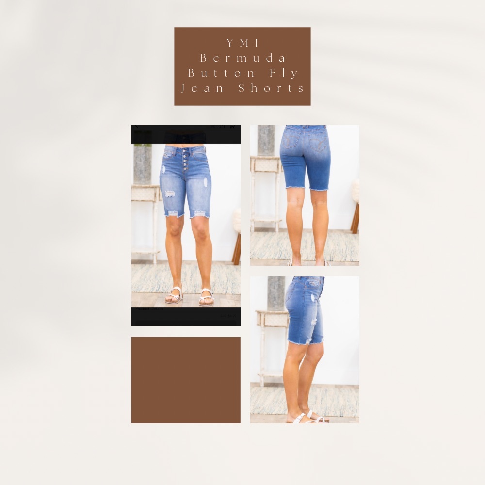 YMI Bermuda Button Fly Jean Shorts - Size 11/30 High Rise